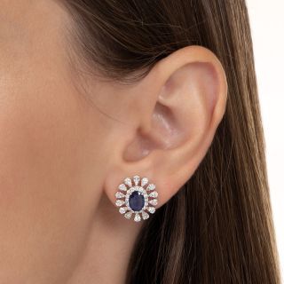 Estate Sapphire and Diamond Spray Earrings