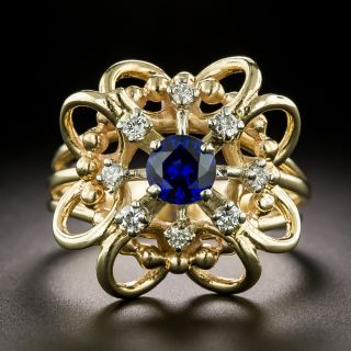 Estate Sapphire and Diamond Swirl Ring - 3