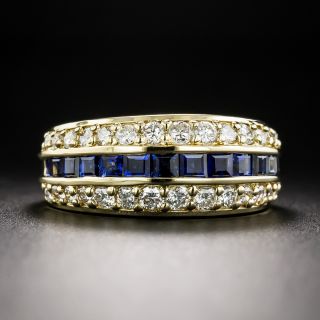 Estate Sapphire and Diamond Three-Row Band Ring - 3