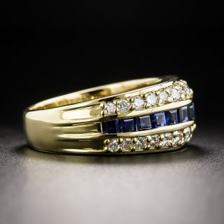 Estate Sapphire and Diamond Three-Row Band Ring