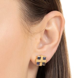 Estate Square Sapphires Earrings