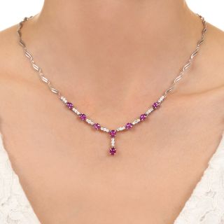 Estate Star Ruby and Diamond Necklace