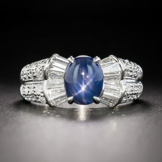 Estate Star Sapphire and Diamond Bow Ring - 3