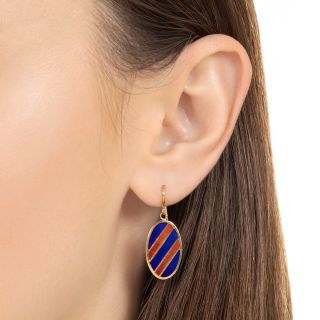 Estate Striped Enamel Earrings