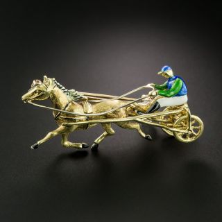 Estate Sulky Trotter Horse and Rider Brooch - 3