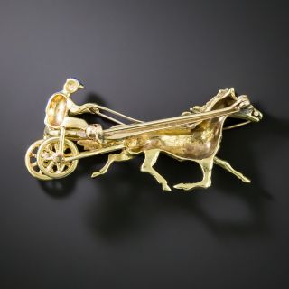 Estate Sulky Trotter Horse and Rider Brooch