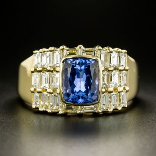 Estate Tanzanite and Baguette Diamond Ring - Size 10 - 3