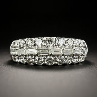 Three-Row Baguette and Round Diamond Band - 1