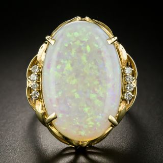 Estate White Opal and Diamond Cocktail Ring - 1