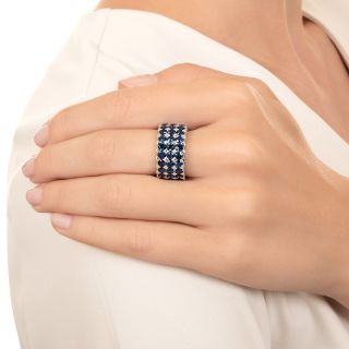 Estate Wide Three-Row Sapphire Band Ring