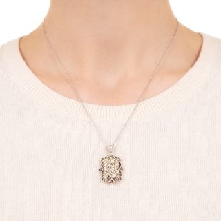 Estate Yellow and Brown Diamond Pendant Necklace 