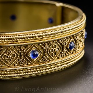 Etruscan Revival Bangle Bracelet with Sapphires