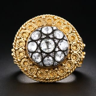 Etruscan Revival Style 22K Gold and Diamond Cluster Ring, Size 7 1/2 - 6