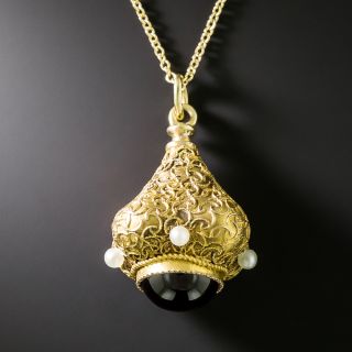 Etruscan Revival Victorian Garnet and Seed Pearl Pendant - 2
