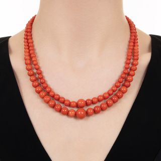 Exquisite Double-Strand Coral Necklace