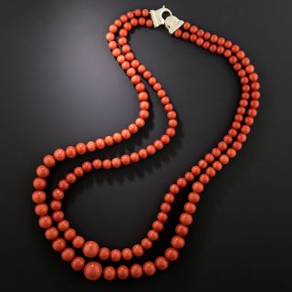 Exquisite Double-Strand Coral Necklace - 2