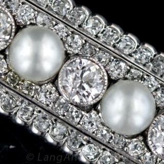 Extraordinary Natural Pearl and Diamond Bar Brooch