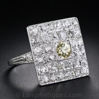 Fancy Color Diamond Art Deco Ring