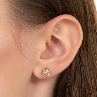 Fancy Light Brown 2.23 Carat Total Weight Diamond Stud Earrings - GIA