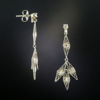 Filigree Diamond Drop Earrings - 2