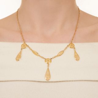 Filigree Gold Fringe Necklace
