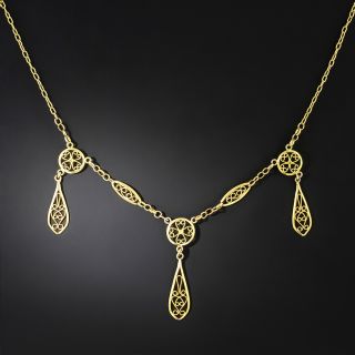 Filigree Gold Fringe Necklace - 2
