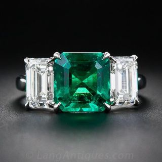Fine 2.75 Carat Emerald and Diamond Platinum Ring