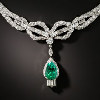 Fine 2.97 Carat Colombian Emerald and Diamond Necklace - GIA F1