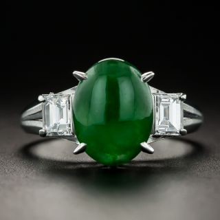 Fine Natural Jade and Diamond Ring - 2