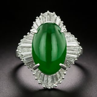 Fine Natural Jadeite and Diamond Ballerina Ring - GIA - 2