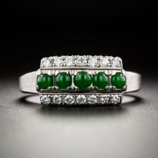 Five-Stone Jade and Diamond Ring - 3