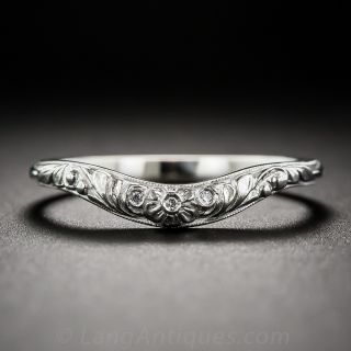 Floral Contoured Band with Diamonds - 1