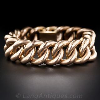 French 18 Karat Rose Gold Large Link Bracelet