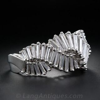 French 1950s Vintage Baguette Diamond Ring