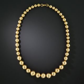 French Antique 18K Gold Bead Necklace - 3
