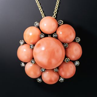 French Antique Coral Cluster Pendant/Brooch - 1