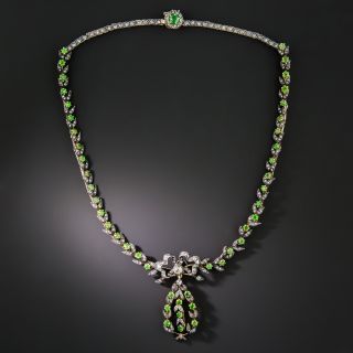 French Antique Demantoid Garnet and Diamond Necklace - 5