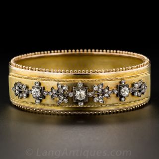 French Antique Diamond Bangle Bracelet