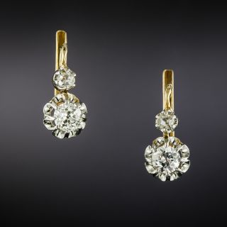 French Antique Diamond Earrings - 2