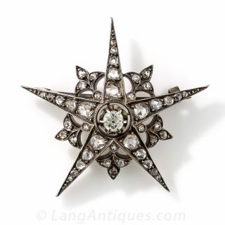 French Antique Diamond Star Brooch