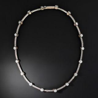 French Antique Diamond Station Necklace - 3