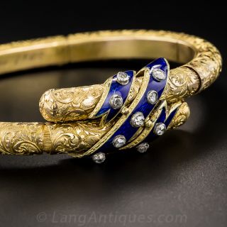 French Antique Enamel and Diamond Bracelet