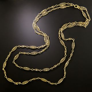 French Antique Fancy Link 18K Chain - 44 Inches - 3