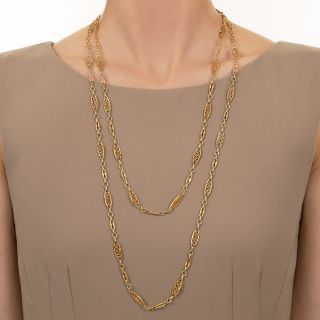 French Antique Fancy Link 18K Chain - 44 Inches