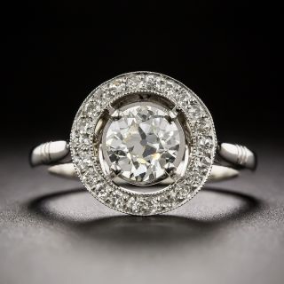 French Art Deco 1.12 Carat Diamond Halo Ring - GIA I SI1 - 2