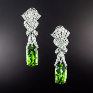 French Art Deco 20.00 Carat Peridot Drop Earrings - 1