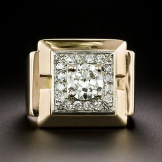 French Art Deco .95 Carat Center Diamond  Ring - 3