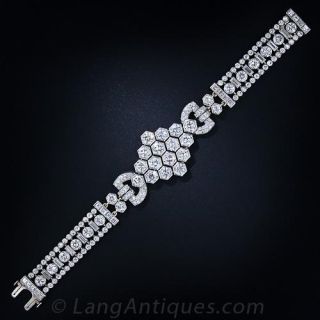 French, Art Deco Diamond Honeycomb Bracelet - 22.75 Carats,  - 2