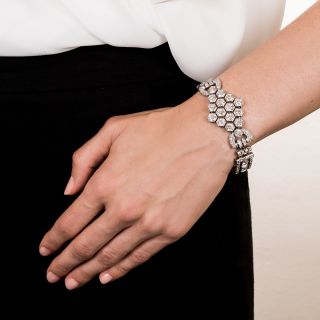 French, Art Deco Diamond Honeycomb Bracelet - 22.75 Carats, 