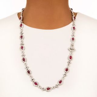 French Art Deco Ruby and Diamond Necklace - AGL